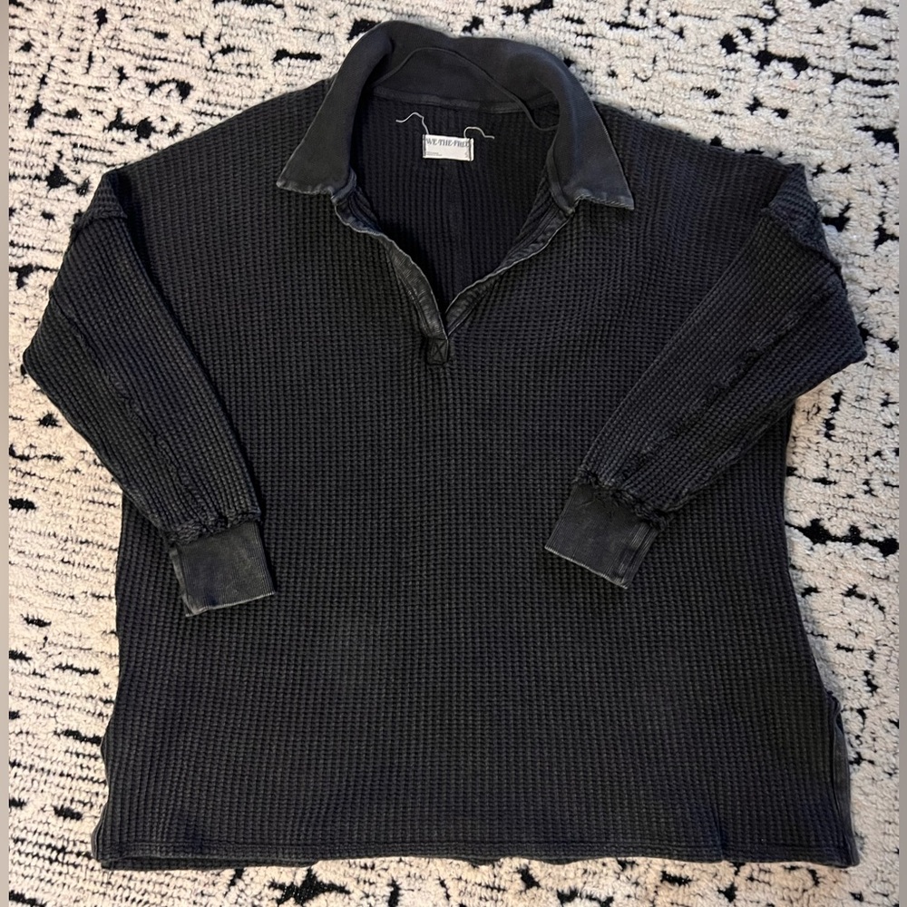 Free People Oversized Waffle Knit Sweater
